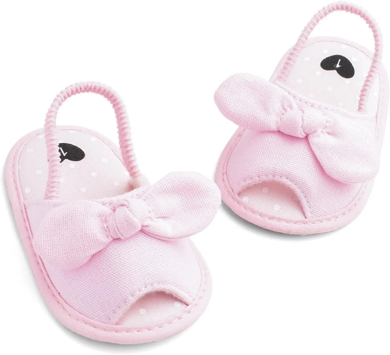 Baby Kids Summer Casual Open Toe Sandals Toddler Infant Girls Bowknot Polka Dot Decor Soft Sole Flats Strap Shoes