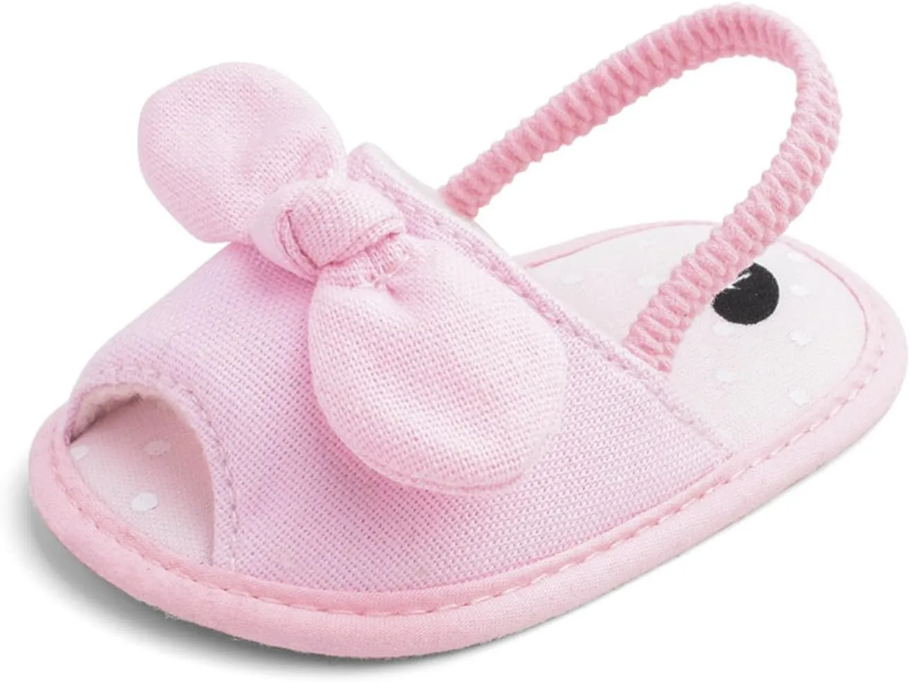 Baby Kids Summer Casual Open Toe Sandals Toddler Infant Girls Bowknot Polka Dot Decor Soft Sole Flats Strap Shoes