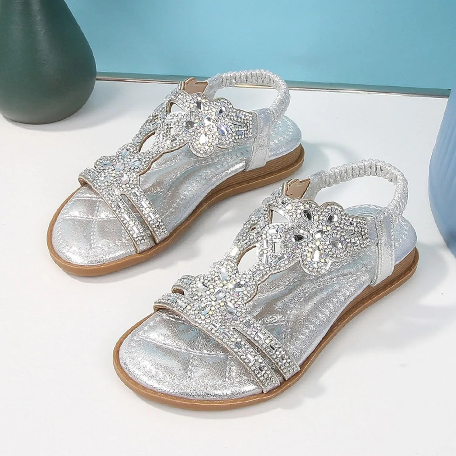 Baby Kids Summer Casual Sandals Toddler Girls Rhinestone Low Heels Soft Sole Flats Strap Pearl Princess Wedding Shoes