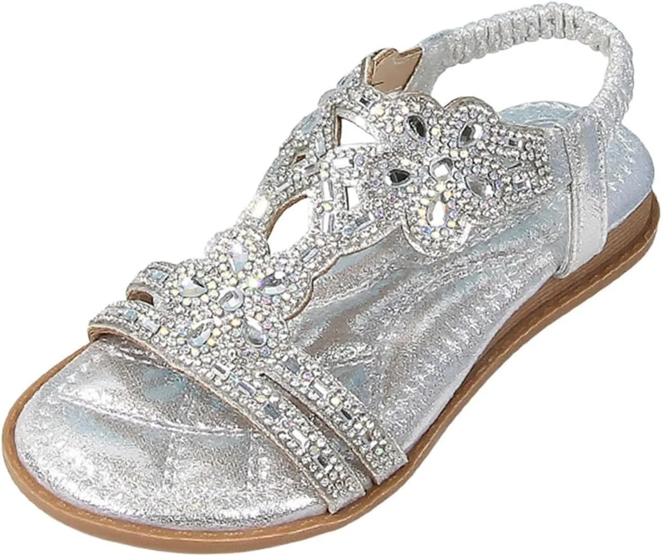 Baby Kids Summer Casual Sandals Toddler Girls Rhinestone Low Heels Soft Sole Flats Strap Pearl Princess Wedding Shoes