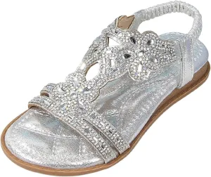 Baby Kids Summer Casual Sandals Toddler Girls Rhinestone Low Heels Soft Sole Flats Strap Pearl Princess Wedding Shoes