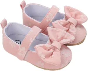 Baby Princess Dress Baby Girls Mary Jane with Bownot Non Slip Soft Sole PU Leather Newborn Infant Casual Dress Shoe
