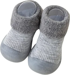 Baby Shoe Boys Girls Sock Shoes Non-Slip First Walking Shoes Cotton Rubber Soft Sole Barefoot Water (Grey, 4.5 Infant)