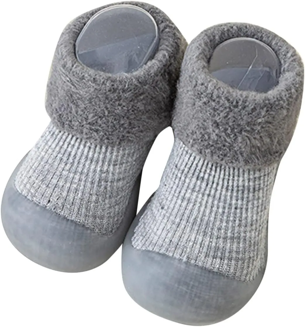 Baby Shoe Boys Girls Sock Shoes Non-Slip First Walking Shoes Cotton Rubber Soft Sole Barefoot Water (Grey, 4.5 Infant)
