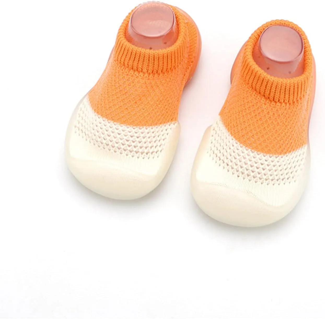 Baby Shoes Boys Girls Sock Shoes Non-Slip Mesh First Walking Shoes Soft Rubber Sole Barefoot Floor (Orange, 24 Toddler)