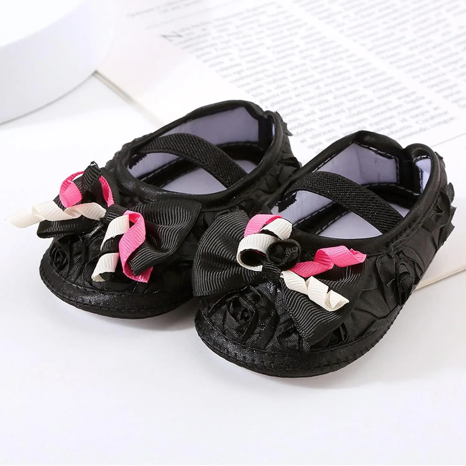 Baby Shoes Fashion Soft Sole Toddler Shoes Pearl Dress Flower Princess Shoes Toddler Shoes Leather Baby Girl (Black, 3.5 Infant)