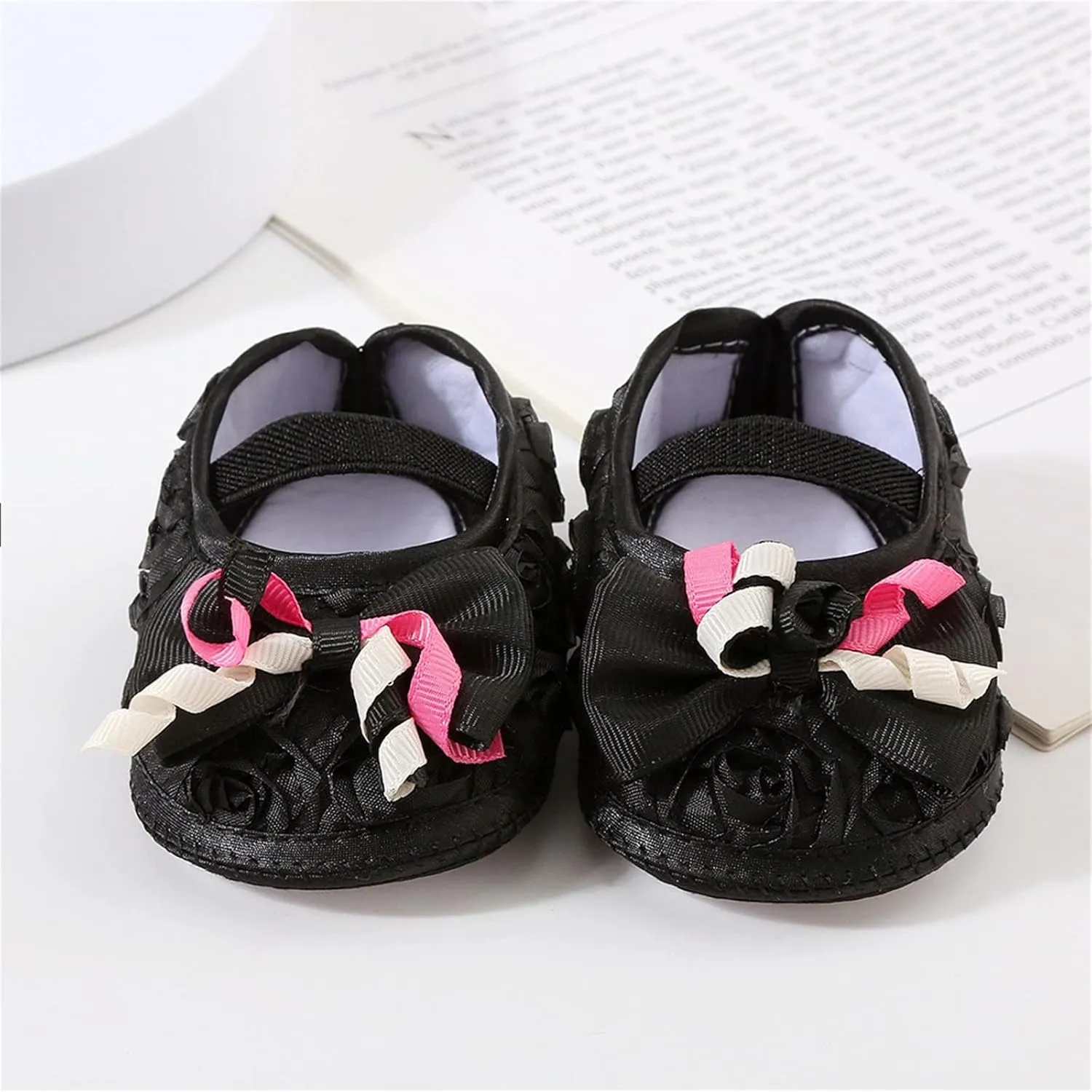 Baby Shoes Fashion Soft Sole Toddler Shoes Pearl Dress Flower Princess Shoes Toddler Shoes Leather Baby Girl (Black, 3.5 Infant)