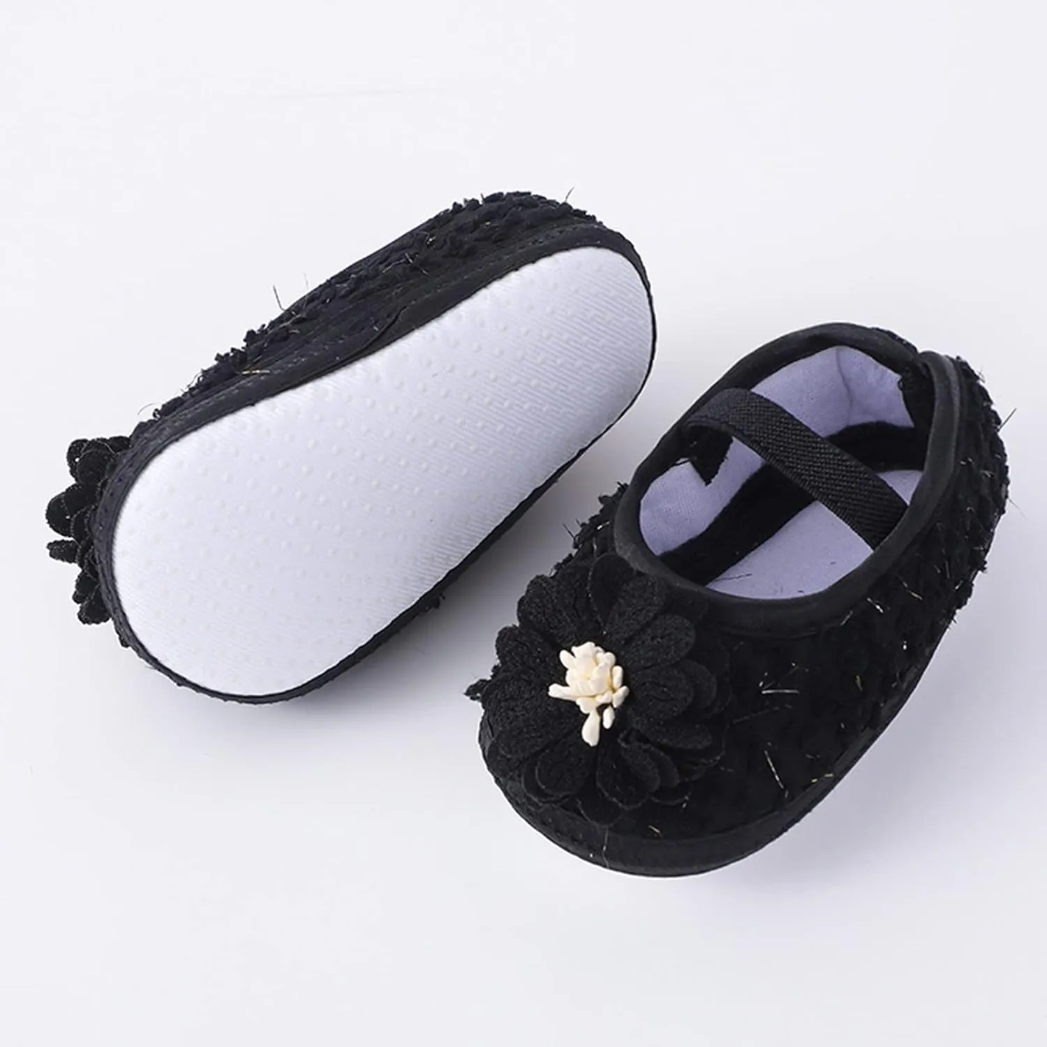 Baby Shoes Fashion Soft Sole Toddler Shoes Pearl Dress Flower Princess Shoes Toddler Shoes Toddler Shes (Black, 4 Infant)