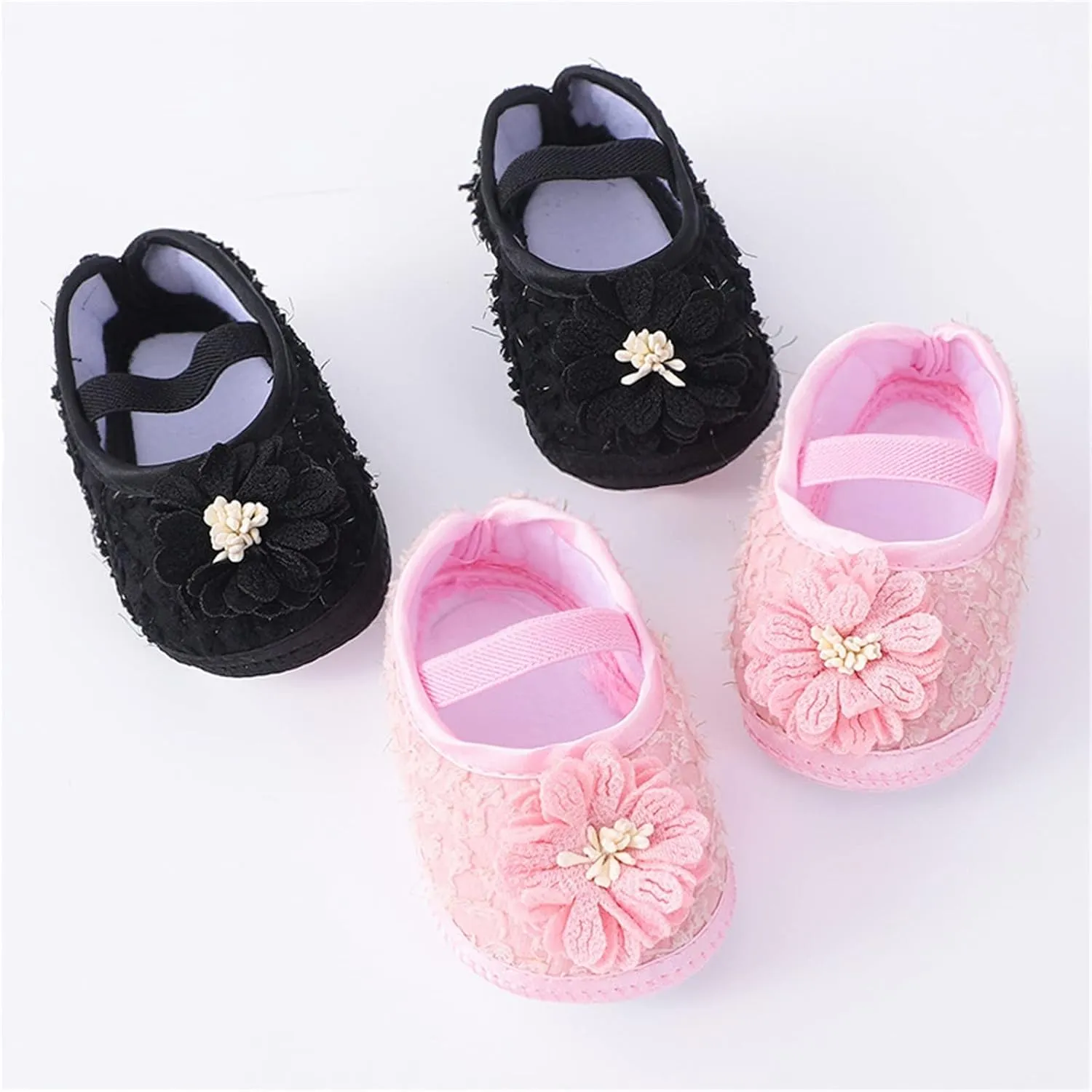 Baby Shoes Fashion Soft Sole Toddler Shoes Pearl Dress Flower Princess Shoes Toddler Shoes Toddler Shes (Black, 4 Infant)