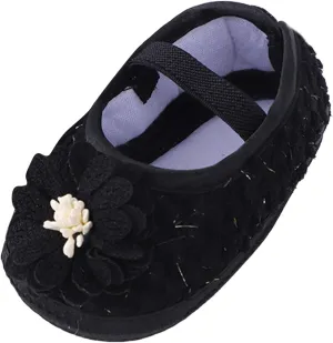 Baby Shoes Fashion Soft Sole Toddler Shoes Pearl Dress Flower Princess Shoes Toddler Shoes Toddler Shes (Black, 4 Infant)