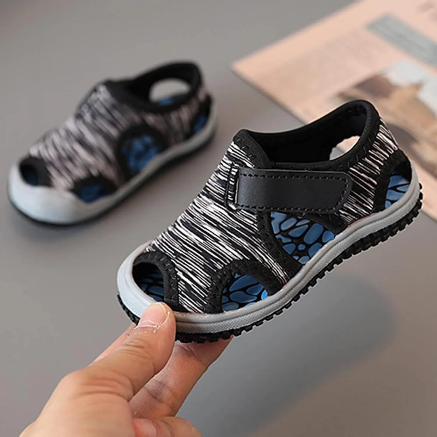 Baby Shoes Fashionable Casual Sandals Flat Toddler Shoes Comfortable Soft Casual Toddler Shoes Baby Boy Moccasins (Black, 9 Toddler)