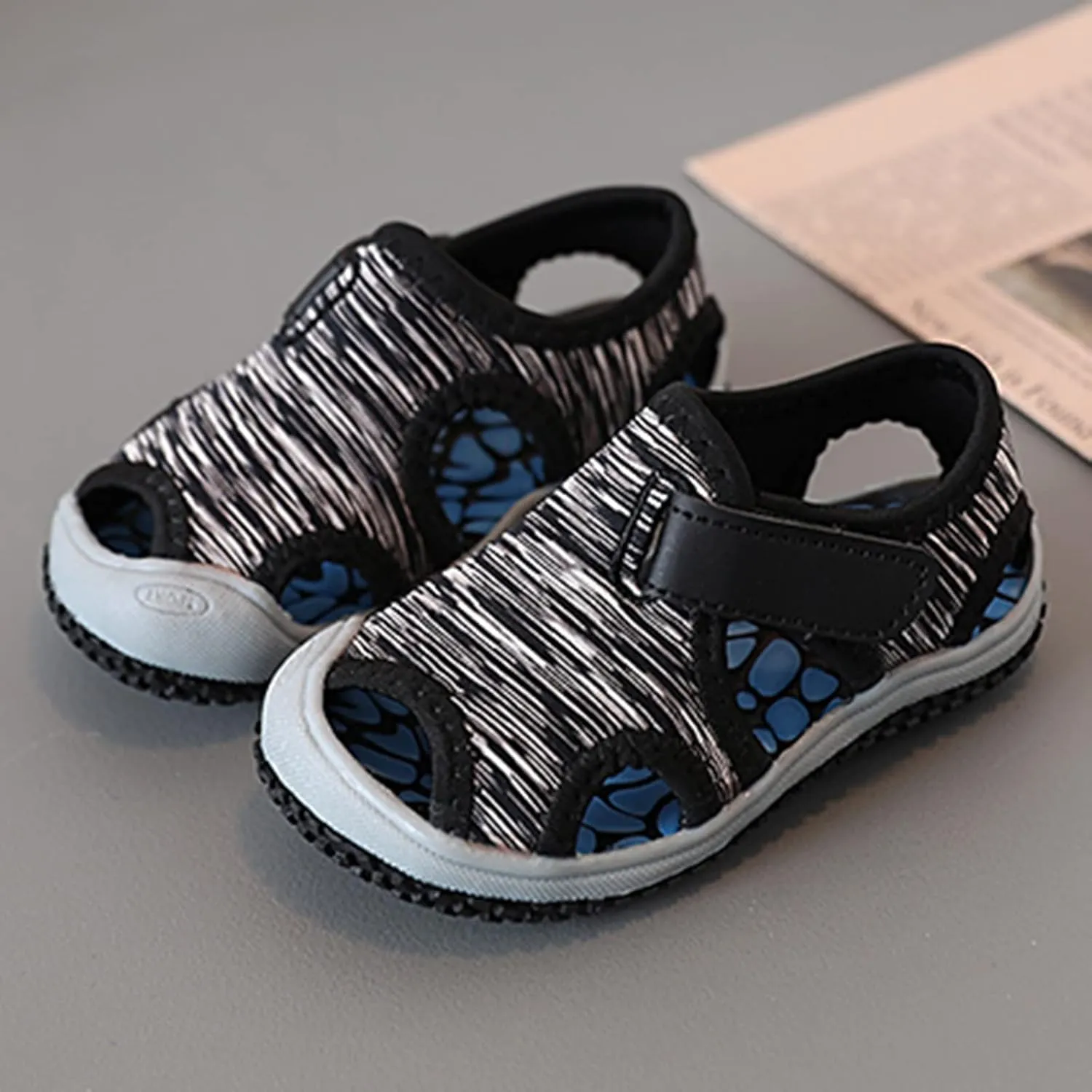 Baby Shoes Fashionable Casual Sandals Flat Toddler Shoes Comfortable Soft Casual Toddler Shoes Baby Boy Moccasins (Black, 9 Toddler)