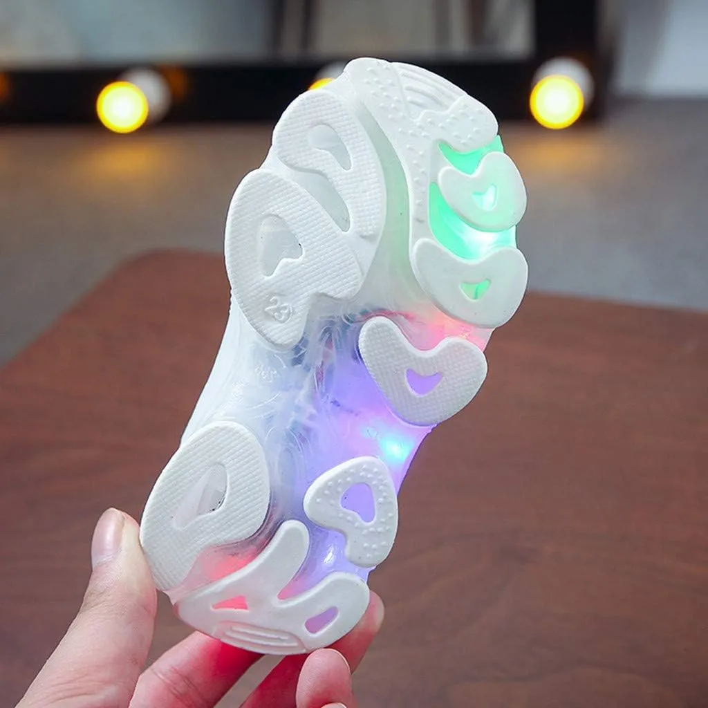Baby Shoes Girl Children Baby Luminous Shoes Sport Boys Casual Led Run Girls Mesh Letter Baby (White, 15-18 Months)