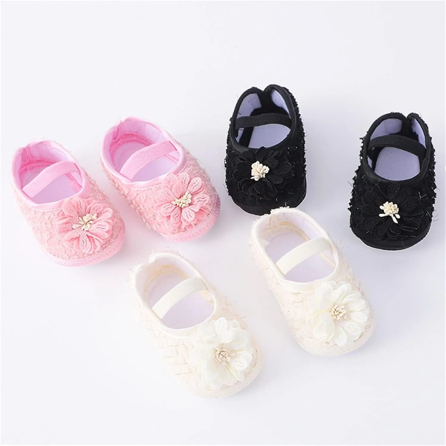 Baby Shoes with Hair Band Fashion Soft Soled Toddler Shoes Versatile Dress Flower Princess Shoes Soft Soles Shoes