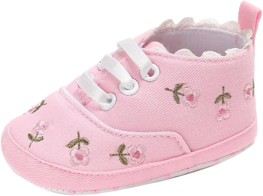 Baby Sneakers 12-18 Months Baby Girls Sole Infant Crib Shoes Floral Canvas Soft Anti-Slip Baby Water Shoes