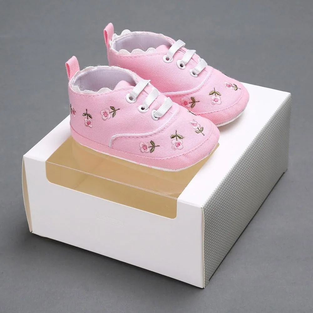 Baby Sneakers 12-18 Months Baby Girls Sole Infant Crib Shoes Floral Canvas Soft Anti-Slip Baby Water Shoes