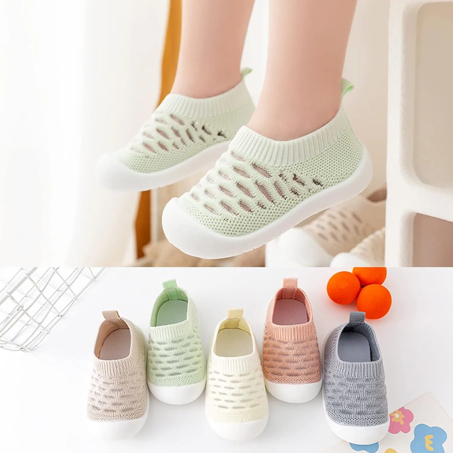 Baby Sneakers Girls Boys Lightweight Mesh Socks Shoes First Walking Shoes Toddler Soft Sole Non Slip Shoes