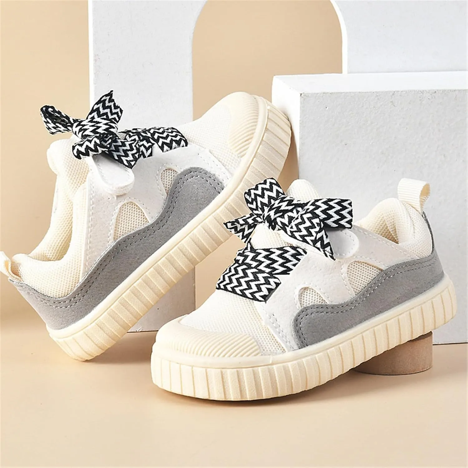 Baby Sneakers with Bow Toddler Baby Girls Slip on Platform Sneaker Walking Shoes Fashion Low-Top Tennis Shoes