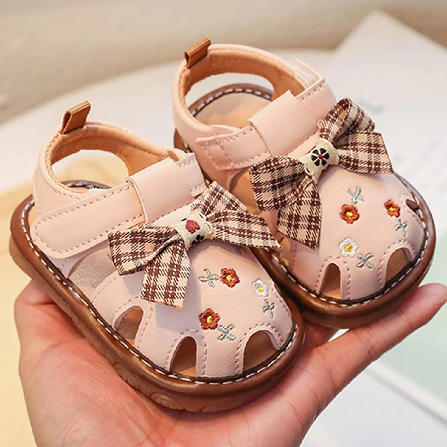 Baby Toddler Infant Girls PU Leather Soft Open Toe Summer Sandals Flower Flat Shoes Sandals for Baby Boys 12-18 Months