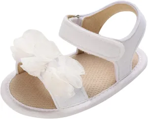 Baby Toddler Sandals Infant Girls Boys Shoes First Walkers Non-Slip Soft Sole Flat Shoes Summer Crib Shoes (White, 3)