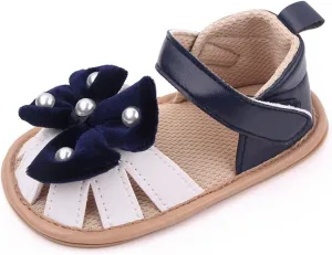 Baby Toddler Sandals Infant Girls Boys Shoes First Walkers Prewalkers Bow Soft Sole Flat Sandals Summer (Blue, 4 Infant)