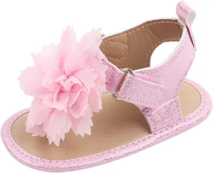 Baby Toddler Sandals Infant Girls Boys Shoes Flowers First Walkers Crib Shoes Anti-Slip Soft Sole (Pink, 3.5 Toddler)