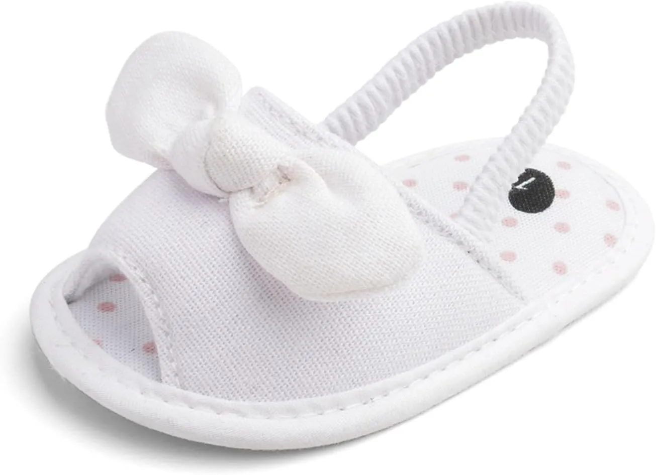 Baby Toddler Summer Casual Open Toe Sandals Infant Girls Bowknot Polka Dot Decor Soft Sole Flatt Ruched Strap Shoes