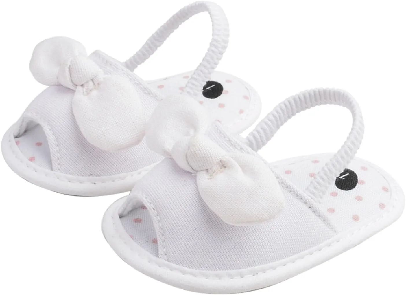 Baby Toddler Summer Casual Open Toe Sandals Infant Girls Bowknot Polka Dot Decor Soft Sole Flatt Ruched Strap Shoes