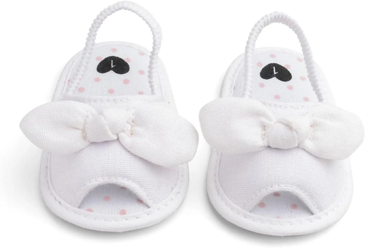 Baby Toddler Summer Casual Open Toe Sandals Infant Girls Bowknot Polka Dot Decor Soft Sole Flatt Ruched Strap Shoes
