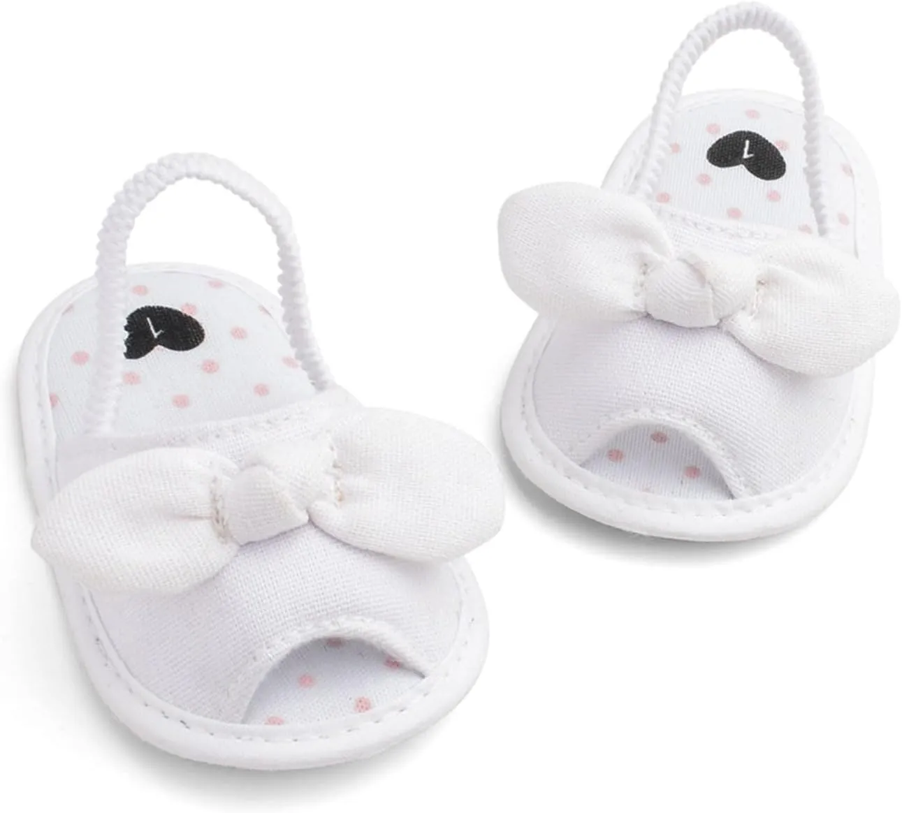 Baby Toddler Summer Casual Open Toe Sandals Infant Girls Bowknot Polka Dot Decor Soft Sole Flatt Ruched Strap Shoes