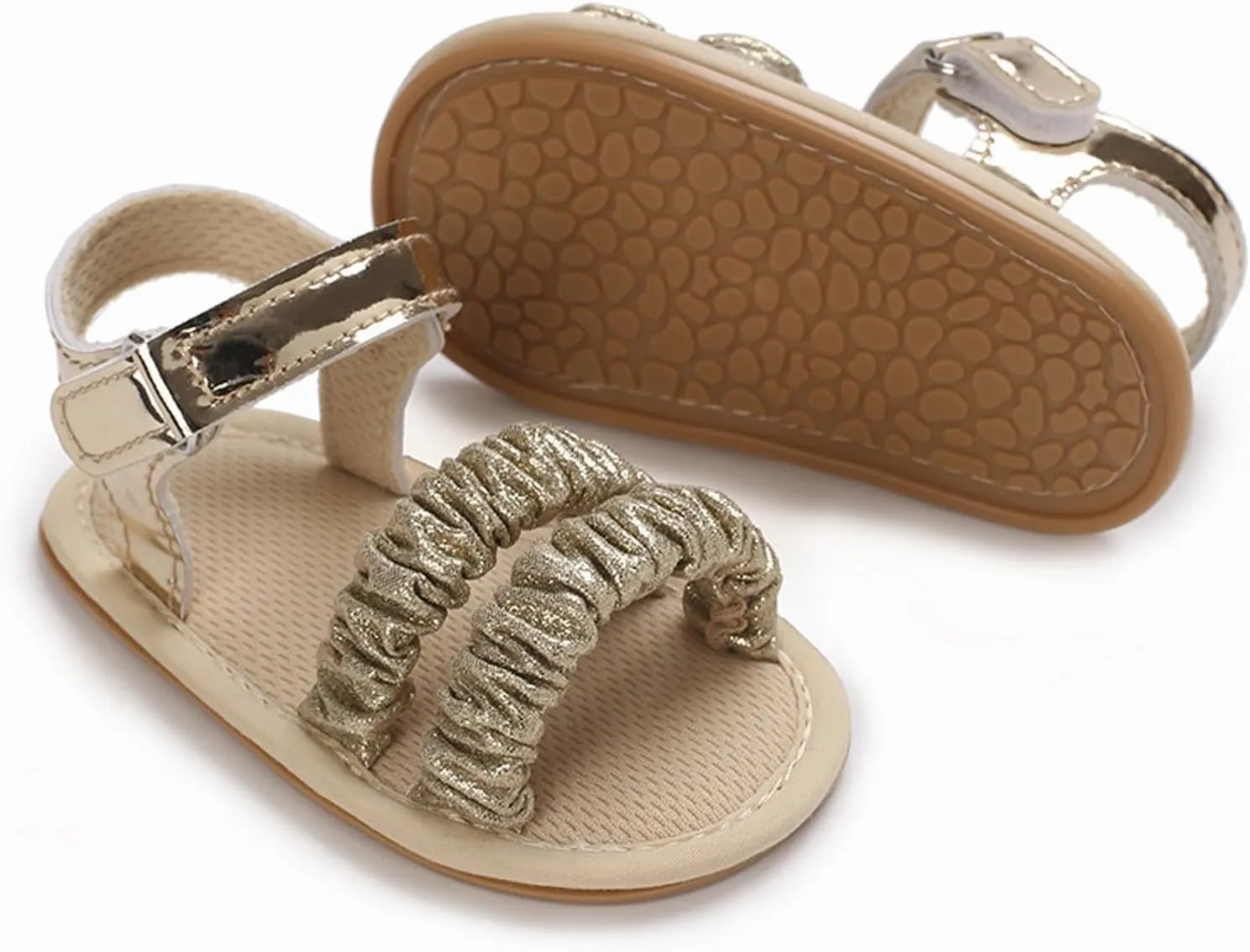 Baby Walking Shoes Baby Girls Sandals Ruffle Bowknot Premium Soft Sole Open Toe Breathable Summer Toddler Boy Sneakers