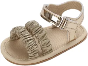 Baby Walking Shoes Baby Girls Sandals Ruffle Bowknot Premium Soft Sole Open Toe Breathable Summer Toddler Boy Sneakers