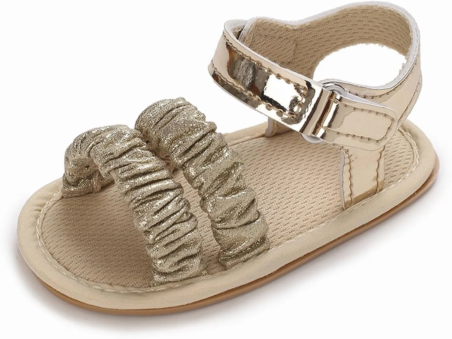 Baby Walking Shoes Baby Girls Sandals Ruffle Bowknot Premium Soft Sole Open Toe Breathable Summer Toddler Boy Sneakers