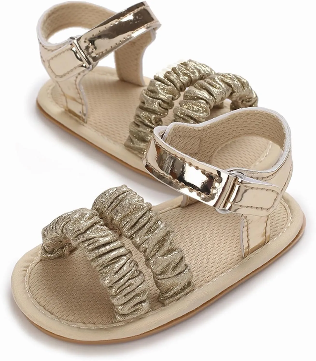 Baby Walking Shoes Baby Girls Sandals Ruffle Bowknot Premium Soft Sole Open Toe Breathable Summer Toddler Boy Sneakers