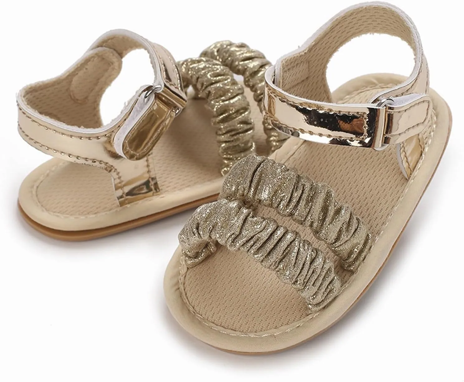 Baby Walking Shoes Baby Girls Sandals Ruffle Bowknot Premium Soft Sole Open Toe Breathable Summer Toddler Boy Sneakers