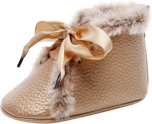 Boots Baby Oil Cotton Warm Soft Infant Girls Plush Snow Bowknot Boots Baby First Walkers Shoes Baby Shoes Soft Sole Boots Baby Boy