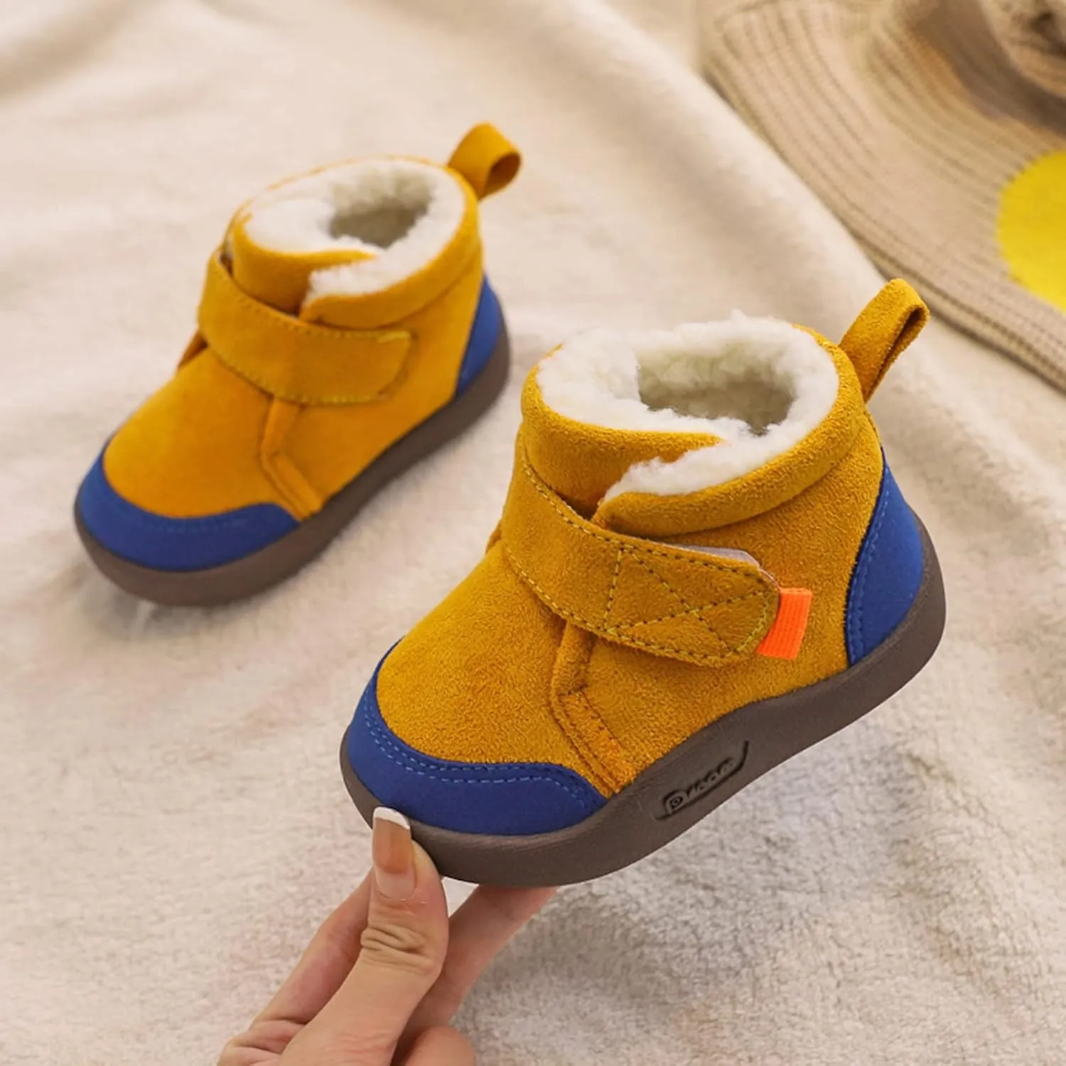 Boys Outdoor Boots Baby Shoes Toddler Boots Soft Bottom Toddler Shoes Plus Velvet Thick Non Slip Boys Girls Cute Shoes