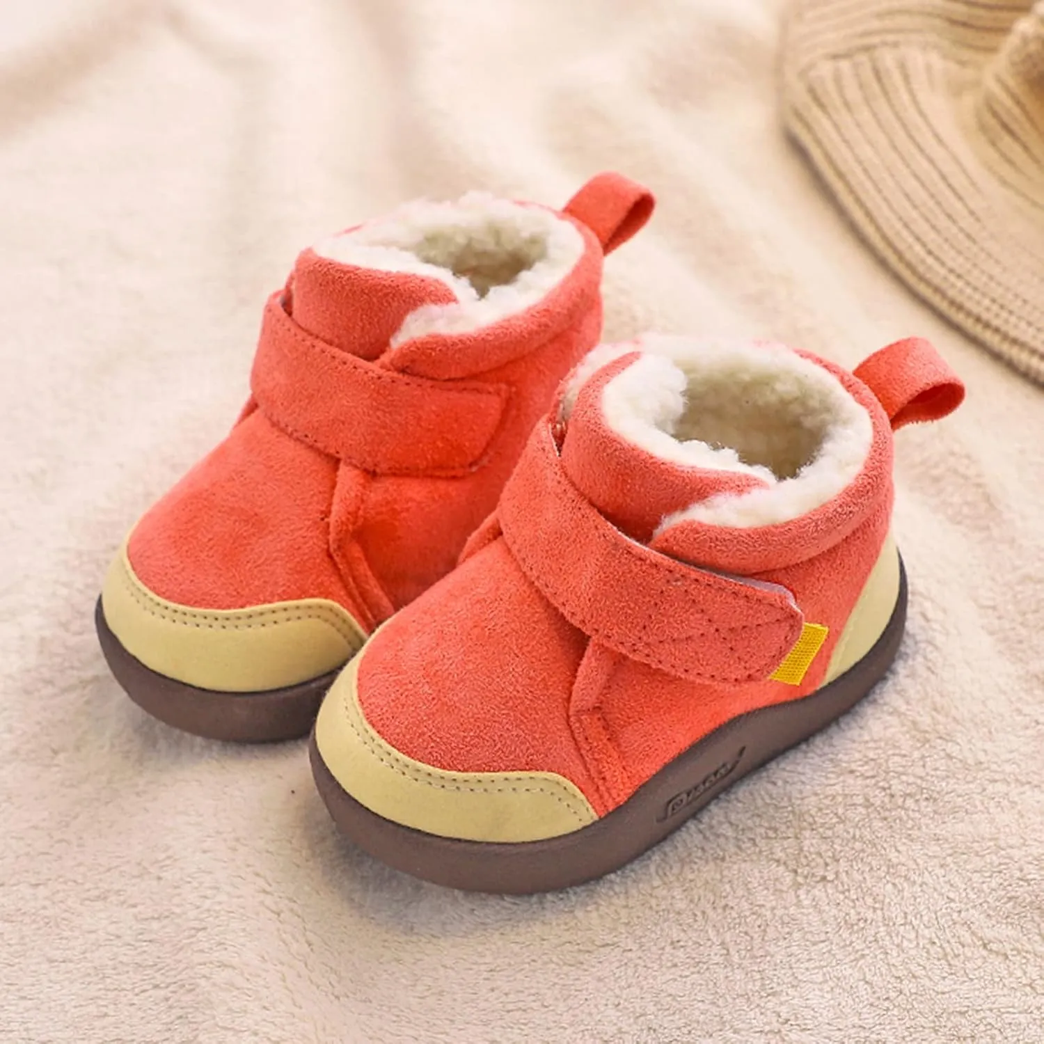 Boys Outdoor Boots Baby Shoes Toddler Boots Soft Bottom Toddler Shoes Plus Velvet Thick Non Slip Boys Girls Cute Shoes