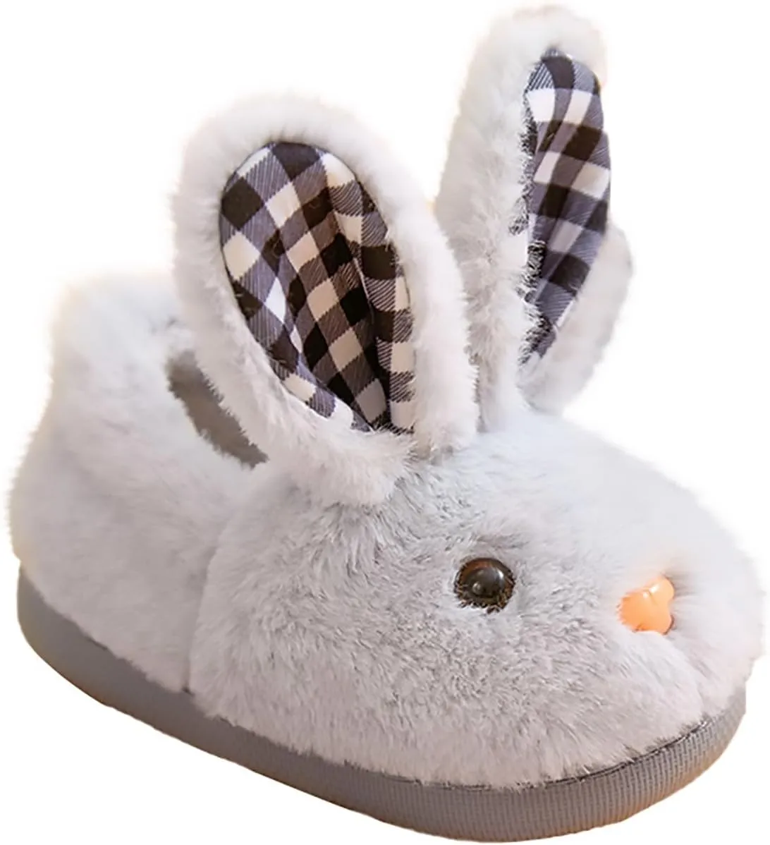 Bunny Ear Fuzzy Slippers for Girls Kids Baby Boys Memory Foam Non Slip Flat Shoes Infant Indoor House Warm Slipper
