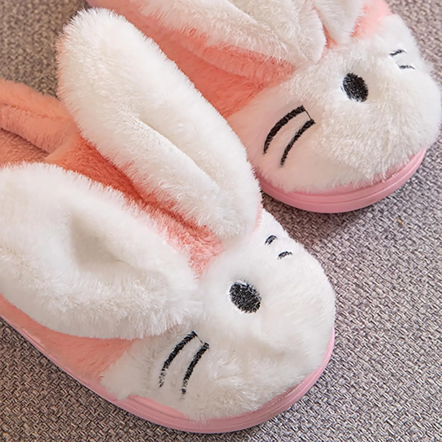 Bunny Slippers for Kids Fuzzy Indoor Outdoor Bedroom House Flat Shoes Baby Girls Boys Winter Plush Furry House Shoes