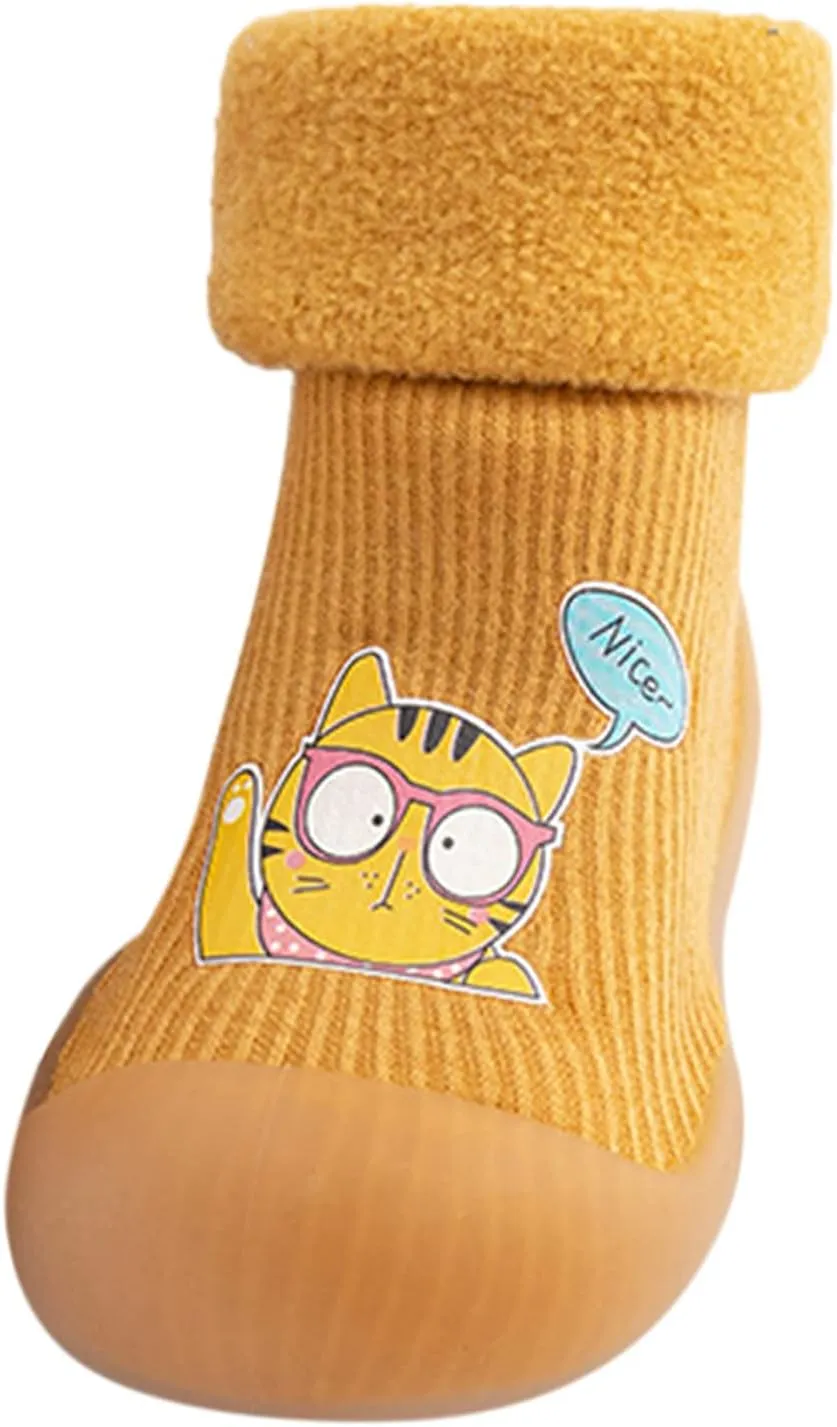 Cat And Girls Sandals Baby Sole Soft Girls Stocking Shoes Boys Toddler Solid Socks Slipper Rubber Warm Kids Knit Baby Shoes Baby Sneakers 12 Months
