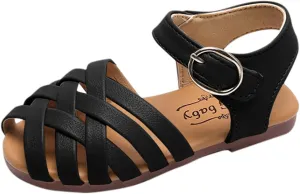 Child and Toddler Baby Girls Sandals Soft Sole Anti Slip Shoes Outdoor Sport Sandals Summer (Black, 9.5 Little Kid)
