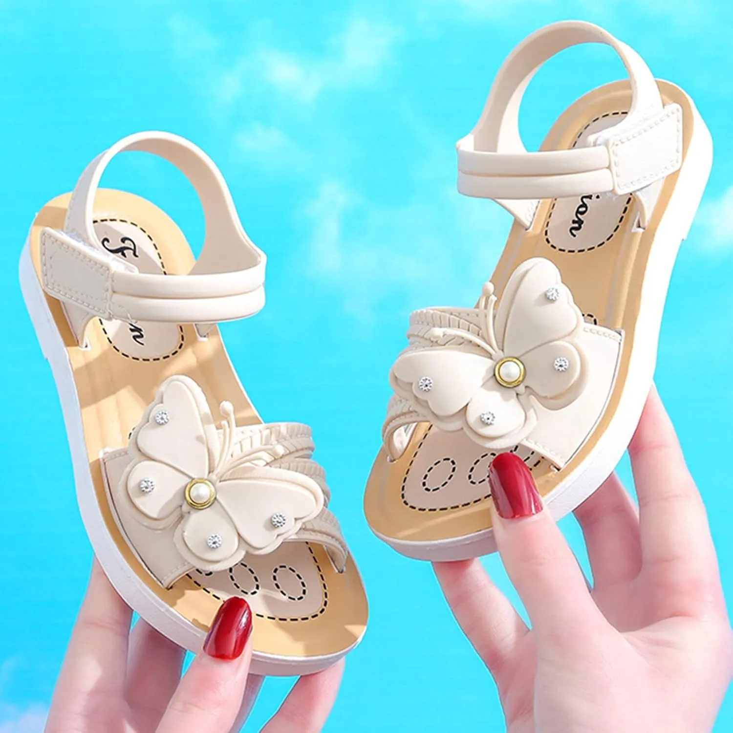 Children Shoes Girls Sandals Summer New Soft Sole Non Slip Comfortable Fashion Princess Shoes Baby Girl Sandals (White, 3-3.5 Years Toddler)