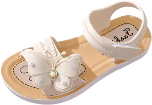 Children Shoes Girls Sandals Summer New Soft Sole Non Slip Comfortable Fashion Princess Shoes Baby Girl Sandals (White, 3-3.5 Years Toddler)