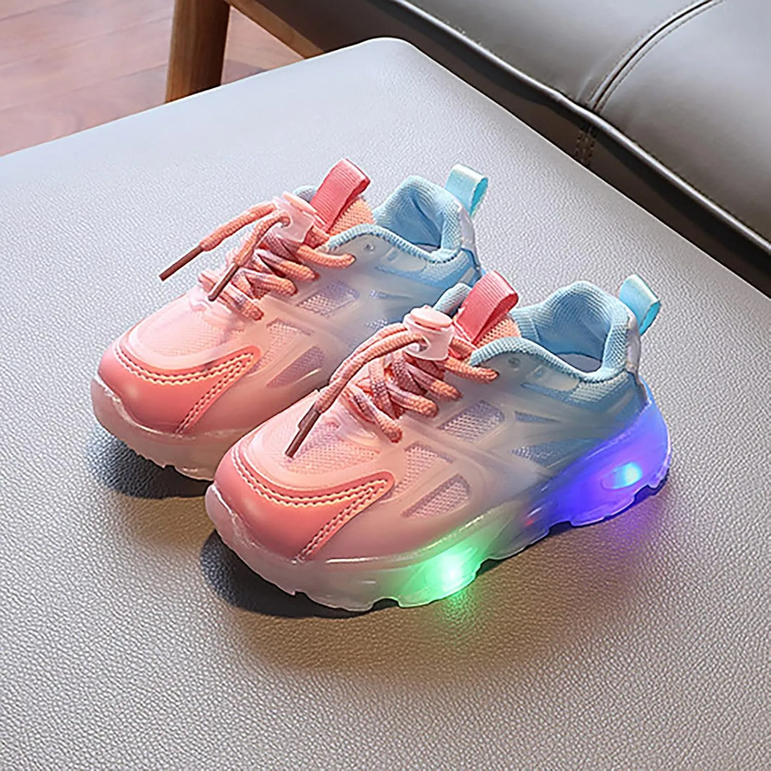 Children's Sneakers Color Gradient LED Light Shoes Dad Shoes Soft Soles 13 Wide Tennis Shoes