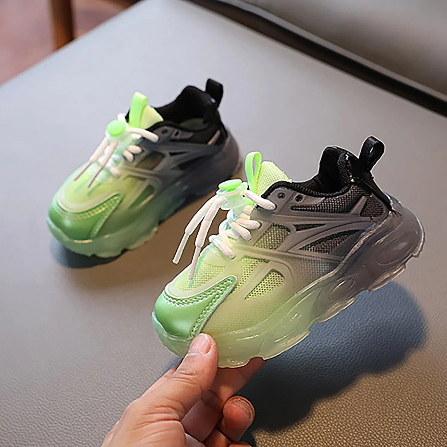 Children's Sneakers Color Gradient LED Light Shoes Dad Shoes Soft Soles 13 Wide Tennis Shoes