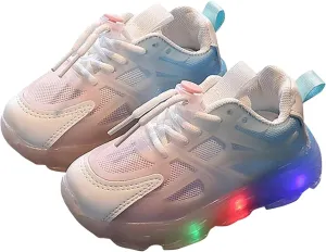 Children's Sneakers Color Gradient LED Light Shoes Dad Shoes Soft Soles Size 1 Wide Girls Shoes