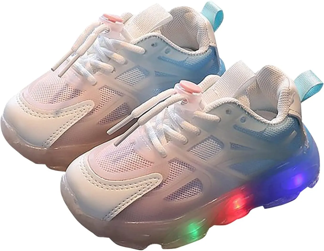 Children's Sneakers Color Gradient LED Light Shoes Dad Shoes Soft Soles Size 1 Wide Girls Shoes