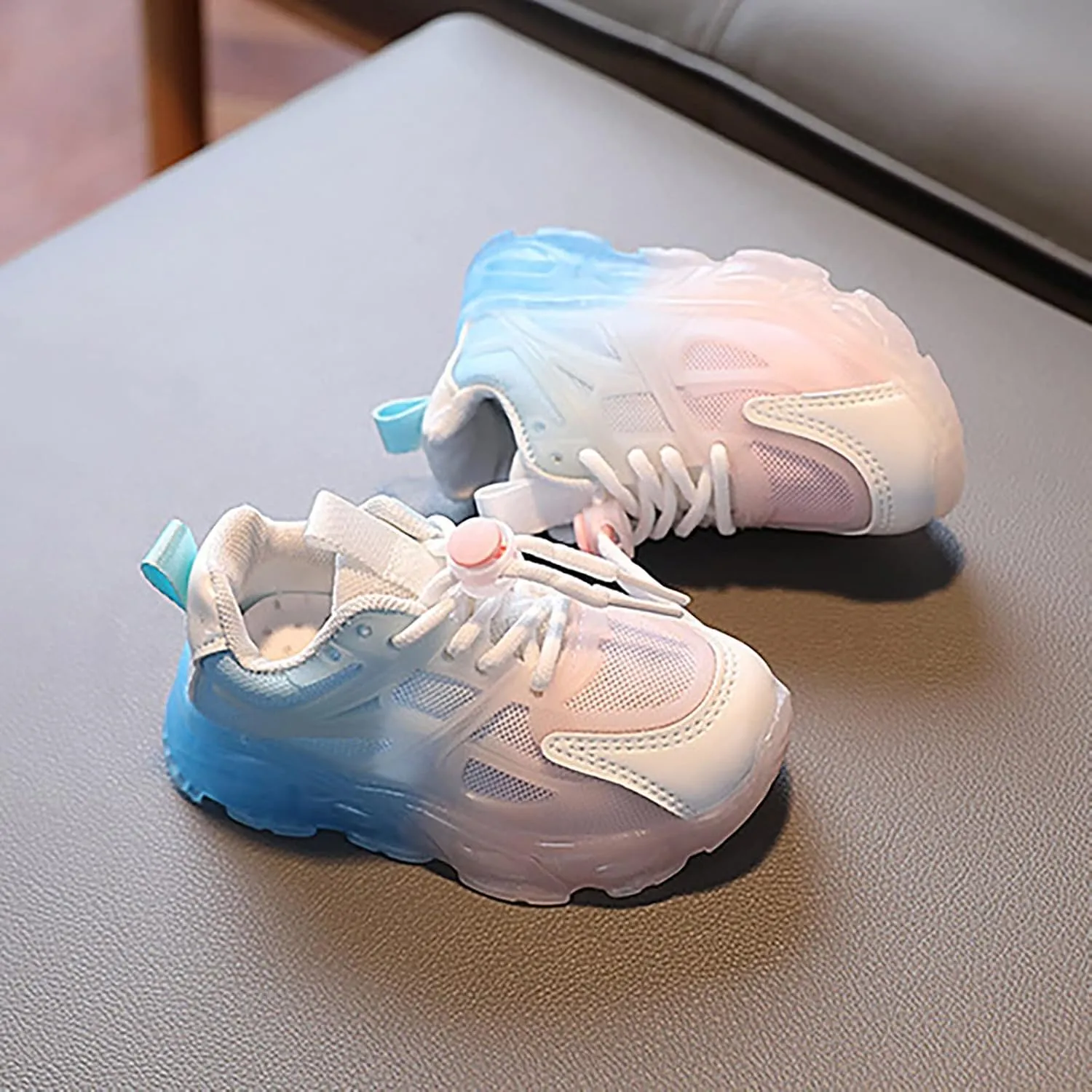 Children's Sneakers Color Gradient LED Light Shoes Dad Shoes Soft Soles Size 1 Wide Girls Shoes