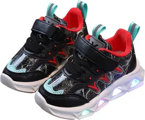 Children's Sneakers LED Charged Breathable Soft Sole Strap Collision Color for 1 to 6 Years Toddler Girls Size 8 Shoes